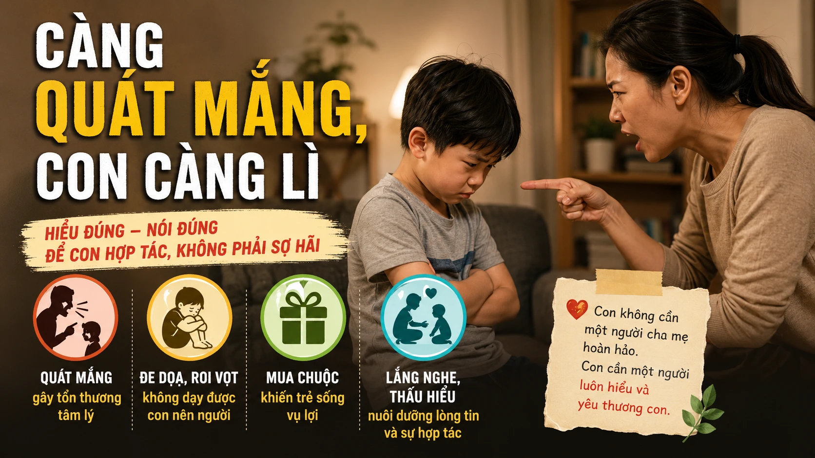 Càng Quát Mắng, Con Càng Lì: Sai Lầm Nhiều Cha Mẹ Đang Mắc Phải
