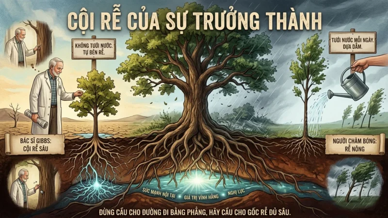 Cội rễ của sự trưởng thành: Đừng Cầu Cho Đường Đi Bằng Phẳng, Hãy Cầu Cho Gốc Rễ Đủ Sâu