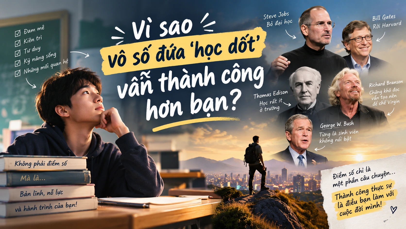 Học không giỏi có đồng nghĩa với thất bại? Những Câu Chuyện Khiến Bạn Phải Nghĩ Lại
